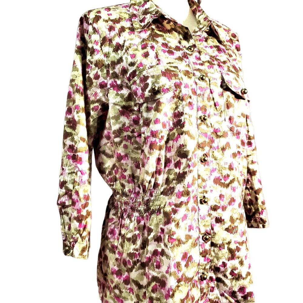Charter Club Woman Top Size 20W Abstract Floral Gathered Elastic Waist Tunic